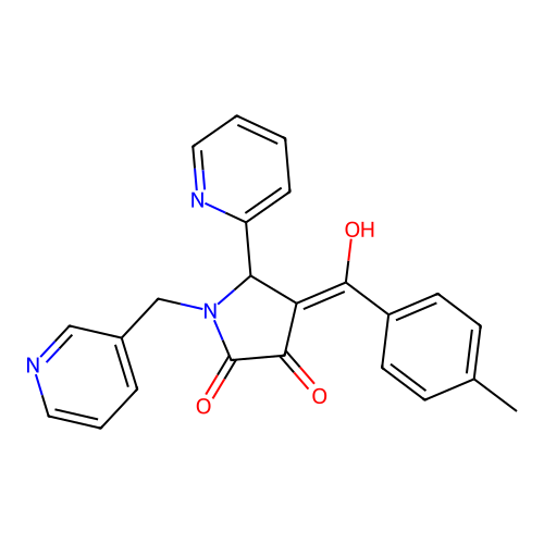 3-hydroxy-4-(4-methylbenzoyl)-5-(pyridin-2-yl)-1-[(pyridin-3-yl)methyl]-2,5-dihydro-1H-pyrrol-2-one structure
