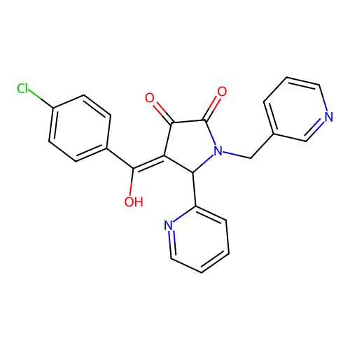 4-(4-chlorobenzoyl)-3-hydroxy-5-(pyridin-2-yl)-1-(pyridin-3-ylmethyl)-1H-pyrrol-2(5H)-one structure