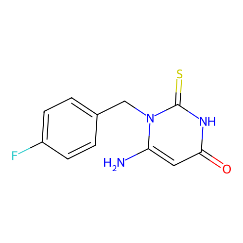 6-amino-1-(4-fluorobenzyl)-2-sulfanylpyrimidin-4(1H)-one structure