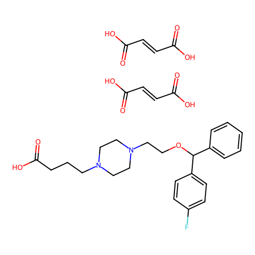 1-Piperazinebutyric acid, 4-(2-((p-fluorophenyl)phenylmethoxy)ethyl)-, dimaleate structure