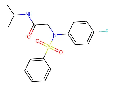 2-[N-(benzenesulfonyl)-4-fluoroanilino]-N-propan-2-ylacetamide structure