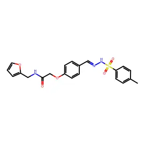 N-(furan-2-ylmethyl)-2-[4-[[(4-methylphenyl)sulfonylhydrazinylidene]methyl]phenoxy]acetamide structure