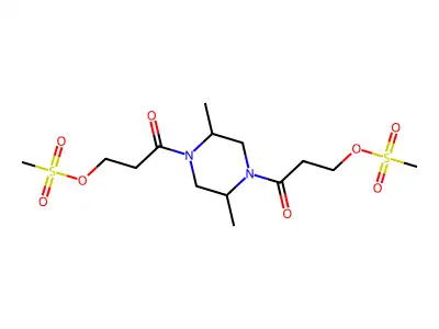 Piperazine, 2,5-dimethyl-1,4-bis[3-[(methylsulfonyl)oxy]-1-oxopropyl]- structure