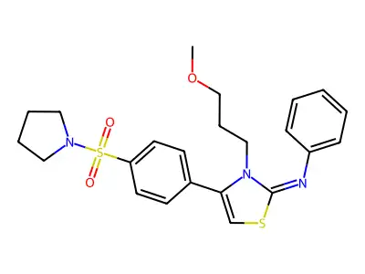 3-(3-methoxypropyl)-N-phenyl-4-(4-pyrrolidin-1-ylsulfonylphenyl)-1,3-thiazol-2-imine structure
