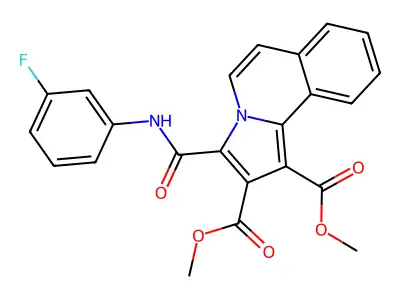 Dimethyl 3-((3-fluorophenyl)carbamoyl)pyrrolo[2,1-a]isoquinoline-1,2-dicarboxylate structure