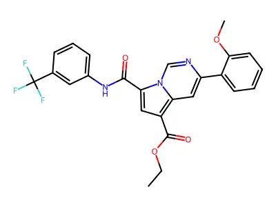 Ethyl 3-(2-methoxyphenyl)-7-((3-(trifluoromethyl)phenyl)carbamoyl)pyrrolo[1,2-c]pyrimidine-5-carboxylate structure