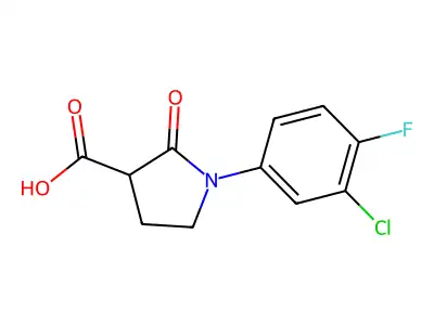 1-(3-Chloro-4-fluorophenyl)-2-oxo-3-pyrrolidinecarboxylic acid structure