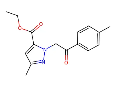 Ethyl 3-methyl-1-(2-(4-methylphenyl)-2-oxoethyl)-1H-pyrazole-5-carboxylate structure