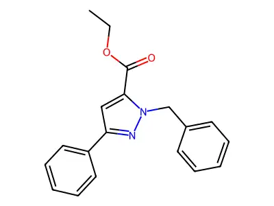 Ethyl 3-phenyl-1-(phenylmethyl)-1H-pyrazole-5-carboxylate structure
