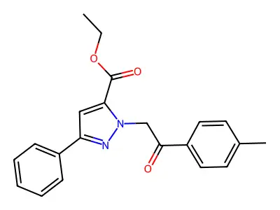 Ethyl 1-(2-(4-methylphenyl)-2-oxoethyl)-3-phenyl-1H-pyrazole-5-carboxylate structure