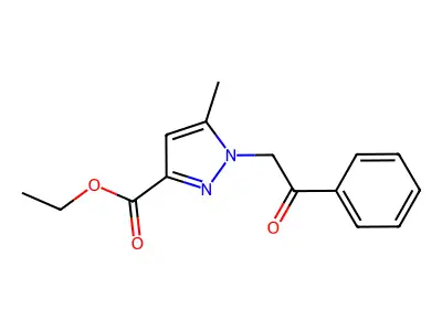 Ethyl 5-methyl-1-(2-oxo-2-phenylethyl)-1H-pyrazole-3-carboxylate structure