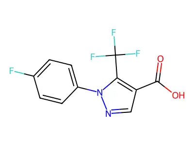 1-(4-Fluorophenyl)-5-(trifluoromethyl)-1H-pyrazole-4-carboxylic acid structure