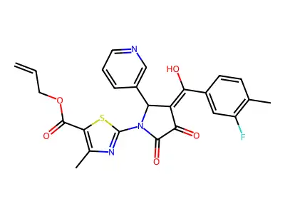 prop-2-en-1-yl 2-[3-(3-fluoro-4-methylbenzoyl)-4-hydroxy-5-oxo-2-(pyridin-3-yl)-2,5-dihydro-1H-pyrrol-1-yl]-4-methyl-1,3-thiazole-5-carboxylate structure