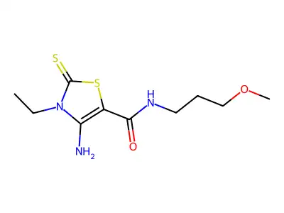 4-amino-3-ethyl-N-(3-methoxypropyl)-2-thioxo-2,3-dihydro-1,3-thiazole-5-carboxamide structure