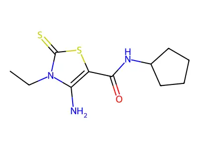 4-Amino-N-cyclopentyl-3-ethyl-2-thioxo-2,3-dihydro-1,3-thiazole-5-carboxamide structure