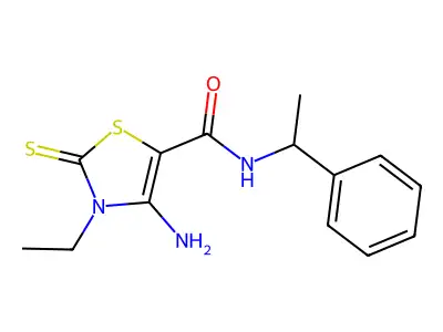 4-Amino-3-ET-N-(1-phenylethyl)-2-thioxo-2,3-dihydro-1,3-thiazole-5-carboxamide structure