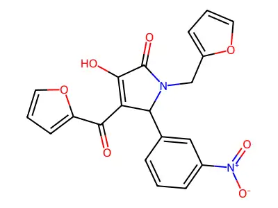 4-(2-furoyl)-1-(2-furylmethyl)-3-hydroxy-5-(3-nitrophenyl)-1,5-dihydro-2H-pyrrol-2-one structure