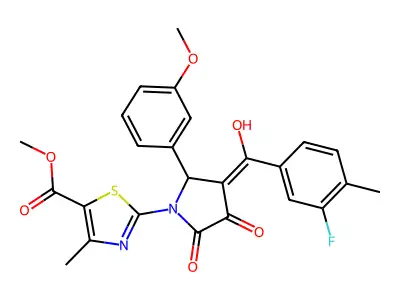 methyl 2-[3-(3-fluoro-4-methylbenzoyl)-4-hydroxy-2-(3-methoxyphenyl)-5-oxo-2,5-dihydro-1H-pyrrol-1-yl]-4-methyl-1,3-thiazole-5-carboxylate structure