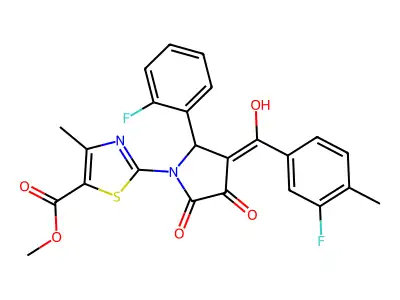 methyl 2-[3-(3-fluoro-4-methylbenzoyl)-2-(2-fluorophenyl)-4-hydroxy-5-oxo-2,5-dihydro-1H-pyrrol-1-yl]-4-methyl-1,3-thiazole-5-carboxylate structure