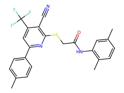 2-{[3-CYANO-6-(4-METHYLPHENYL)-4-(TRIFLUOROMETHYL)-2-PYRIDINYL]SULFANYL}-N-(2,5-DIMETHYLPHENYL)ACETAMIDE structure