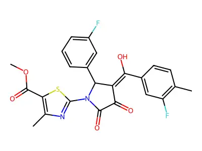 methyl 2-[3-(3-fluoro-4-methylbenzoyl)-2-(3-fluorophenyl)-4-hydroxy-5-oxo-2,5-dihydro-1H-pyrrol-1-yl]-4-methyl-1,3-thiazole-5-carboxylate structure