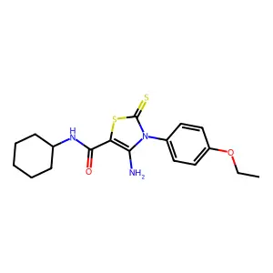 4-amino-N-cyclohexyl-3-(4-ethoxyphenyl)-2-thioxo-2,3-dihydro-1,3-thiazole-5-carboxamide structure