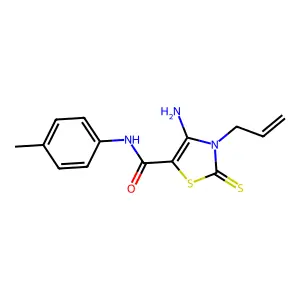 3-allyl-4-amino-N-(4-methylphenyl)-2-thioxo-2,3-dihydro-1,3-thiazole-5-carboxamide structure