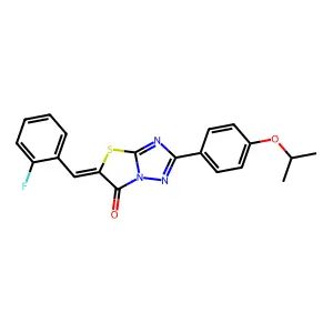 (5E)-5-(2-fluorobenzylidene)-2-(4-isopropoxyphenyl)[1,3]thiazolo[3,2-b][1,2,4]triazol-6(5H)-one structure