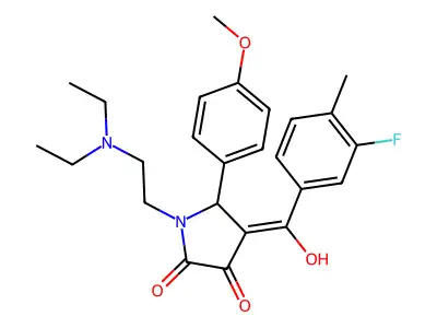 1-(2-diethylaminoethyl)-4-[(3-fluoro-4-methylphenyl)-hydroxymethylidene]-5-(4-methoxyphenyl)pyrrolidine-2,3-dione structure