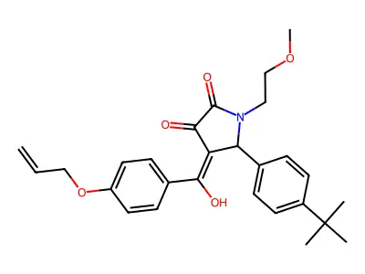 5-(4-tert-butylphenyl)-3-hydroxy-1-(2-methoxyethyl)-4-[4-(prop-2-en-1-yloxy)benzoyl]-2,5-dihydro-1H-pyrrol-2-one structure