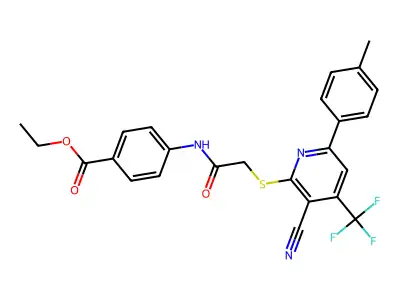 ETHYL 4-[({[3-CYANO-6-(4-METHYLPHENYL)-4-(TRIFLUOROMETHYL)-2-PYRIDINYL]SULFANYL}ACETYL)AMINO]BENZOATE structure