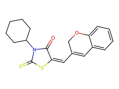 5-((2H-Chromen-3-yl)methylene)-3-cyclohexyl-2-thioxothiazolidin-4-one structure