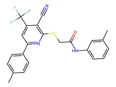 2-{[3-cyano-6-(4-methylphenyl)-4-(trifluoromethyl)-2-pyridinyl]sulfanyl}-N-(3-methylphenyl)acetamide structure