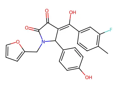 4-(3-fluoro-4-methylbenzoyl)-1-[(furan-2-yl)methyl]-3-hydroxy-5-(4-hydroxyphenyl)-2,5-dihydro-1H-pyrrol-2-one structure
