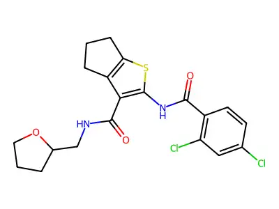 2-[(2,4-dichlorobenzoyl)amino]-N-(oxolan-2-ylmethyl)-5,6-dihydro-4H-cyclopenta[b]thiophene-3-carboxamide structure