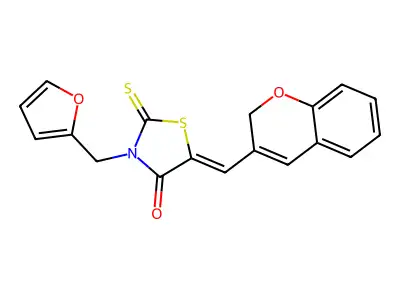 5-((2H-Chromen-3-yl)methylene)-3-(furan-2-ylmethyl)-2-thioxothiazolidin-4-one structure