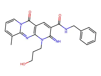N-Benzyl-1-(3-hydroxypropyl)-2-imino-10-methyl-5-oxo-2,5-dihydro-1H-dipyrido[1,2-a:2',3'-d]pyrimidine-3-carboxamide structure