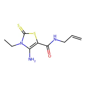 N-Allyl-4-amino-3-ethyl-2-thioxo-2,3-dihydro-1,3-thiazole-5-carboxamide structure