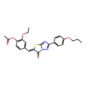 (Z)-2-ethoxy-4-((6-oxo-2-(4-propoxyphenyl)thiazolo[3,2-b][1,2,4]triazol-5(6H)-ylidene)methyl)phenyl acetate structure