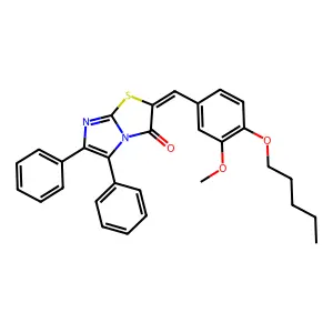 (2Z)-2-[3-methoxy-4-(pentyloxy)benzylidene]-5,6-diphenylimidazo[2,1-b][1,3]thiazol-3(2H)-one structure