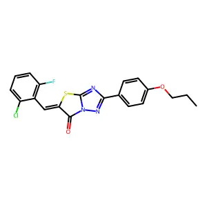 (Z)-5-(2-chloro-6-fluorobenzylidene)-2-(4-propoxyphenyl)thiazolo[3,2-b][1,2,4]triazol-6(5H)-one structure