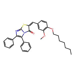 (2Z)-2-[4-(heptyloxy)-3-methoxybenzylidene]-5,6-diphenylimidazo[2,1-b][1,3]thiazol-3(2H)-one structure