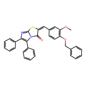 (2Z)-2-[4-(benzyloxy)-3-methoxybenzylidene]-5,6-diphenylimidazo[2,1-b][1,3]thiazol-3(2H)-one structure