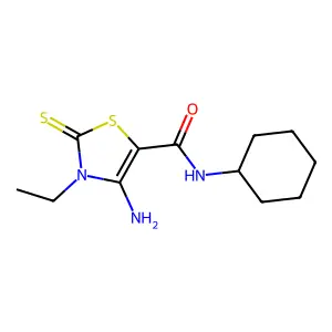 4-Amino-N-cyclohexyl-3-ethyl-2-thioxo-2,3-dihydro-1,3-thiazole-5-carboxamide structure