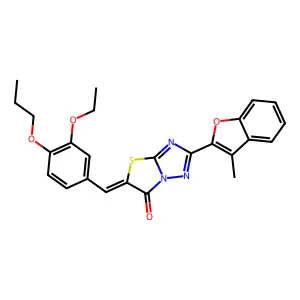 (5E)-5-(3-ethoxy-4-propoxybenzylidene)-2-(3-methyl-1-benzofuran-2-yl)[1,3]thiazolo[3,2-b][1,2,4]triazol-6(5H)-one structure