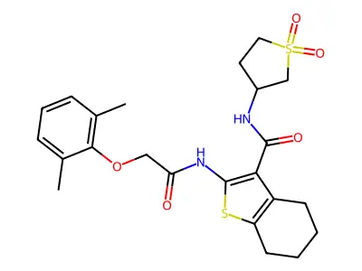 2-{[(2,6-dimethylphenoxy)acetyl]amino}-N-(1,1-dioxidotetrahydrothiophen-3-yl)-4,5,6,7-tetrahydro-1-benzothiophene-3-carboxamide structure
