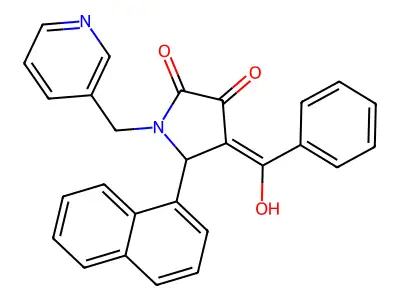 4-(hydroxy-phenyl-methylidene)-5-naphthalen-1-yl-1-(pyridin-3-ylmethyl)pyrrolidine-2,3-dione structure