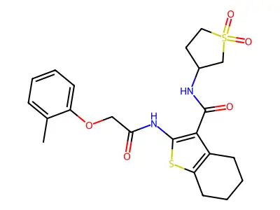 N-(1,1-dioxidotetrahydro-3-thienyl)-2-{[(2-methylphenoxy)acetyl]amino}-4,5,6,7-tetrahydro-1-benzothiophene-3-carboxamide structure