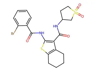 2-[(2-bromobenzoyl)amino]-N-(1,1-dioxidotetrahydro-3-thienyl)-4,5,6,7-tetrahydro-1-benzothiophene-3-carboxamide structure