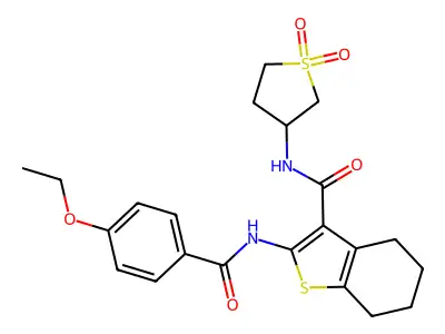 N-(1,1-dioxidotetrahydrothiophen-3-yl)-2-{[(4-ethoxyphenyl)carbonyl]amino}-4,5,6,7-tetrahydro-1-benzothiophene-3-carboxamide structure